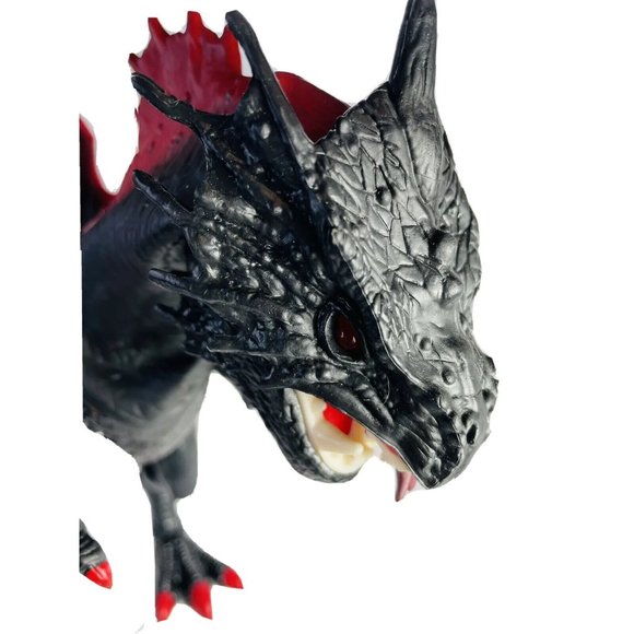 Dragon Large Toy 18 Inch Walking Roaring Moving Dragon-Lighted Red Eyes Black - Picture 9 of 12
